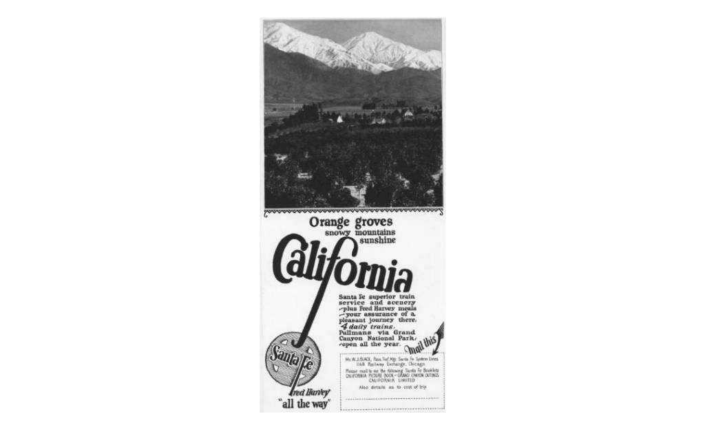 A-1925-Santa-Fe-Railroad-advertisement-for-travel-to-California